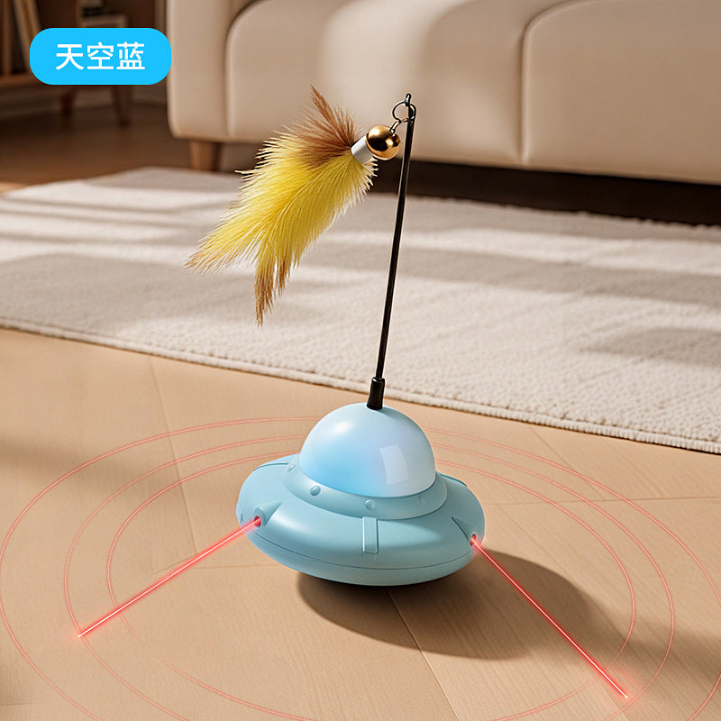 Automatic 3-in-1 Cat Laser Toy | Interactive Feather Teaser with LED Light, Hands-Free Entertainment for Indoor Cats