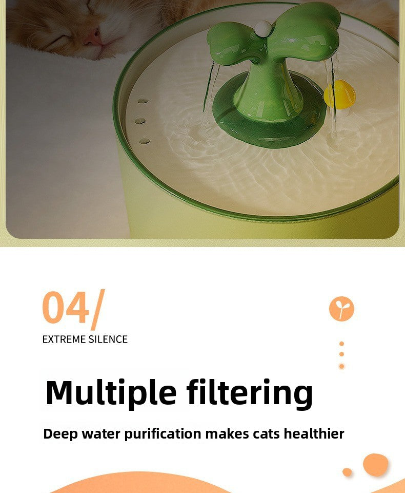 Little Sapling Cat Water Fountain – Ultra Quiet Ceramic Pet Drinking Fountain for Cats