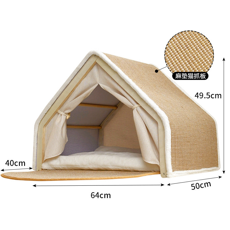 Cat Scratcher Tent House – No More Damaged Furniture! Foldable & Comfortable Bed