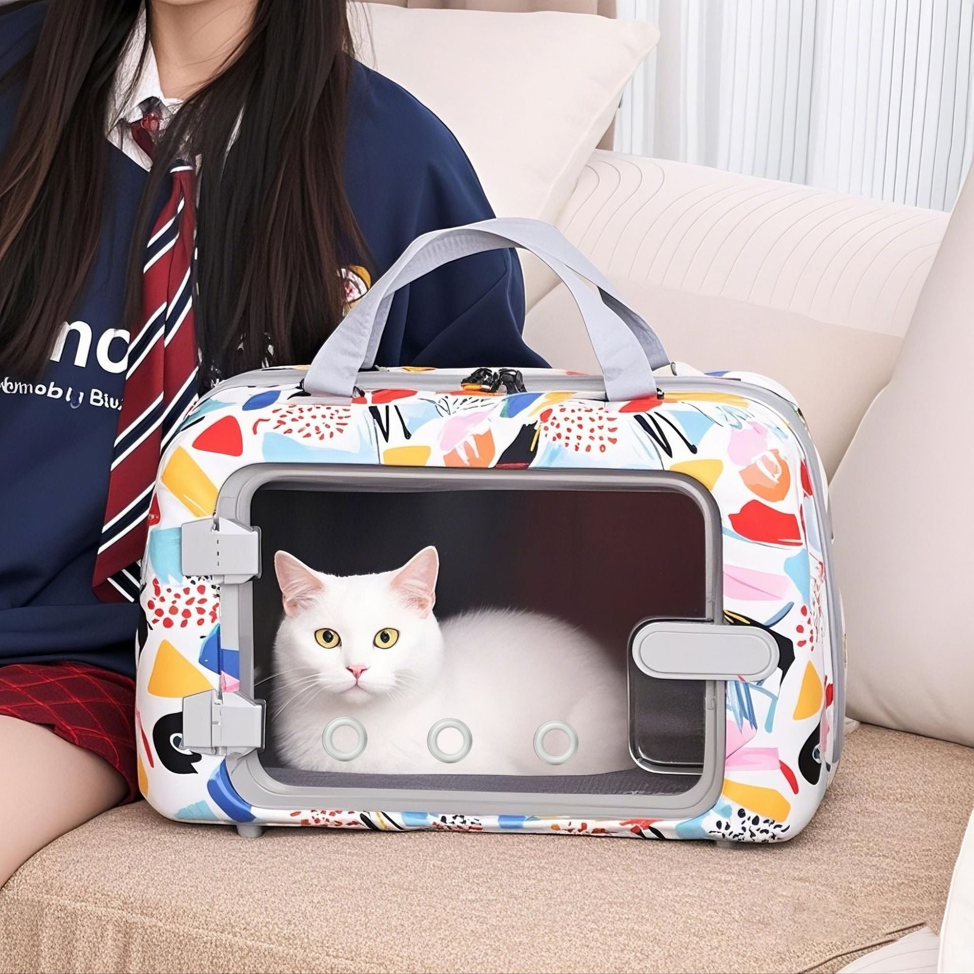 Lightweight Breathable Cat Carrier - Clear Window Pet Travel Bag for Safe, Stress-Free Trips to the Vet