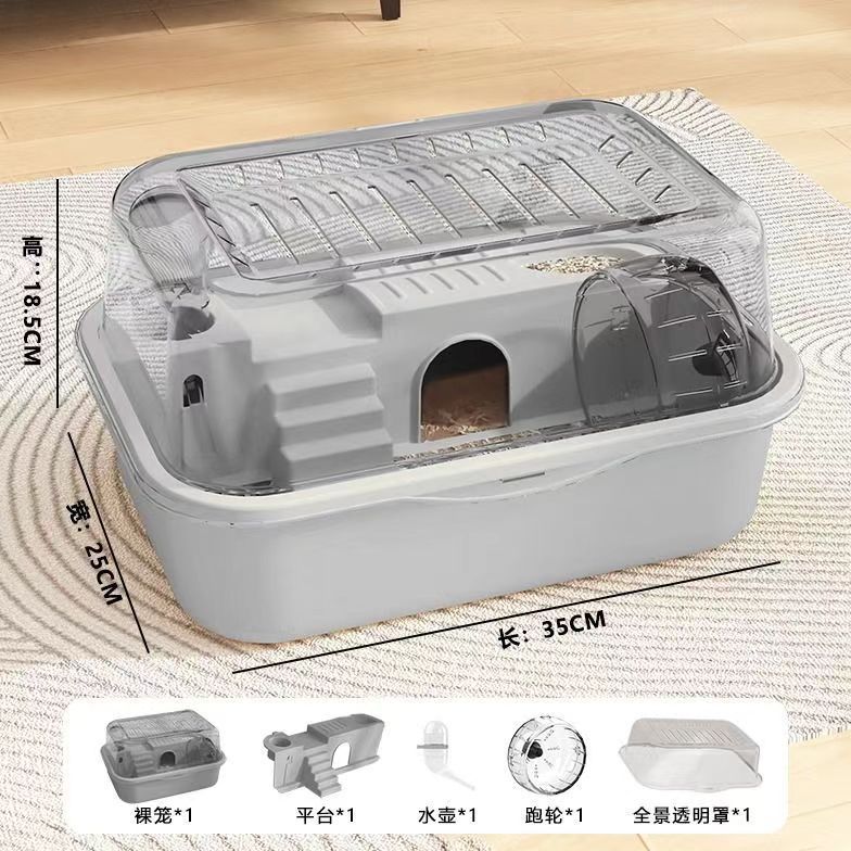 Pawplayhub Transparent Hamster Cage with Removable Lid — Large Clear Small Animal Habitat