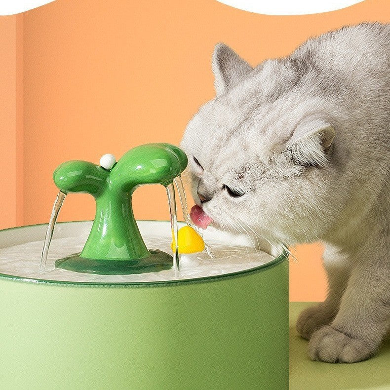 Little Sapling Cat Water Fountain – Ultra Quiet Ceramic Pet Drinking Fountain for Cats