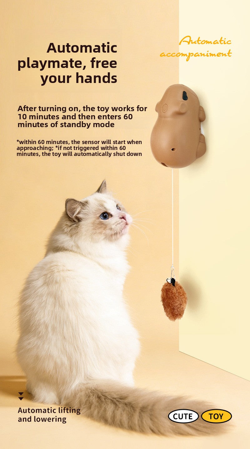 Automatic Lifting Interactive Cat Toy - Motion-Activated Plush Ball with Infrared Sensor, Hands-Free Play for Indoor Cats