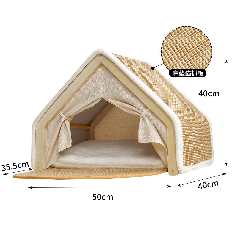 Cat Scratcher Tent House – No More Damaged Furniture! Foldable & Comfortable Bed
