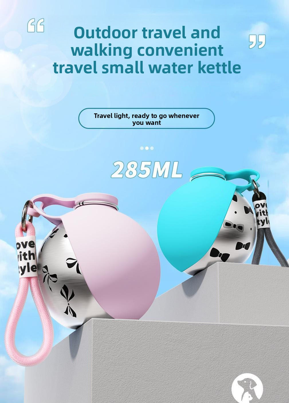 Foldable 304 Stainless Steel Dog Water Bottle Portable Pet Travel Drinking Cup