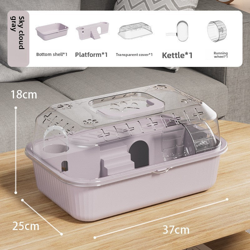 Pawplayhub Transparent Hamster Cage with Removable Lid — Large Clear Small Animal Habitat