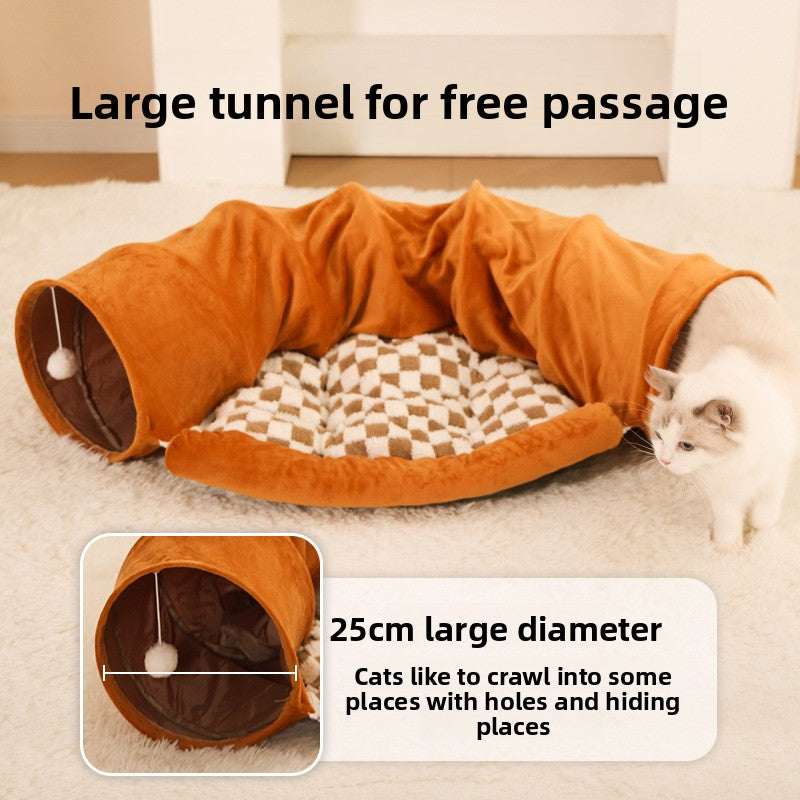 Cat Tunnel Bed for Indoor Cats – 3-in-1 Interactive Toy That Keeps Cats Busy for Hours