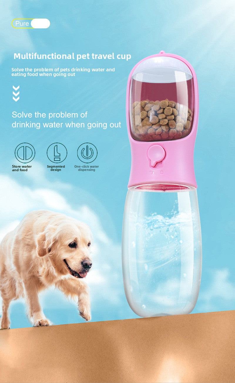 Multifunctional 2-in-1 Pet Travel Water Bottle with Food Storage – Leak-Proof Portable Drinking & Feeding Cup for Dogs & Cats