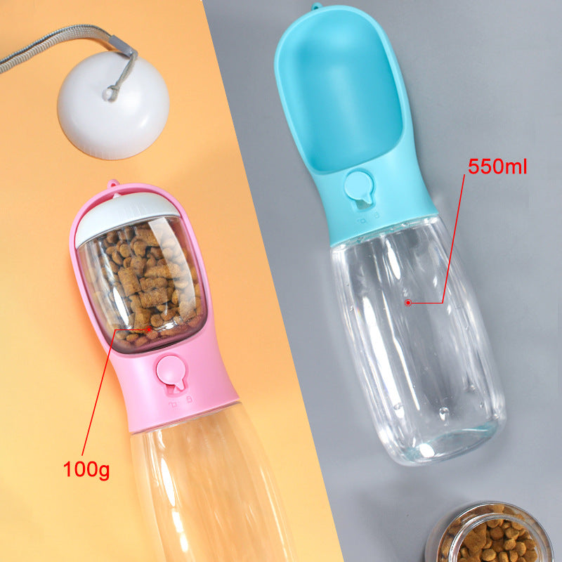 Multifunctional 2-in-1 Pet Travel Water Bottle with Food Storage – Leak-Proof Portable Drinking & Feeding Cup for Dogs & Cats