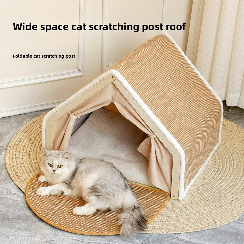 Cat Scratcher Tent House – No More Damaged Furniture! Foldable & Comfortable Bed
