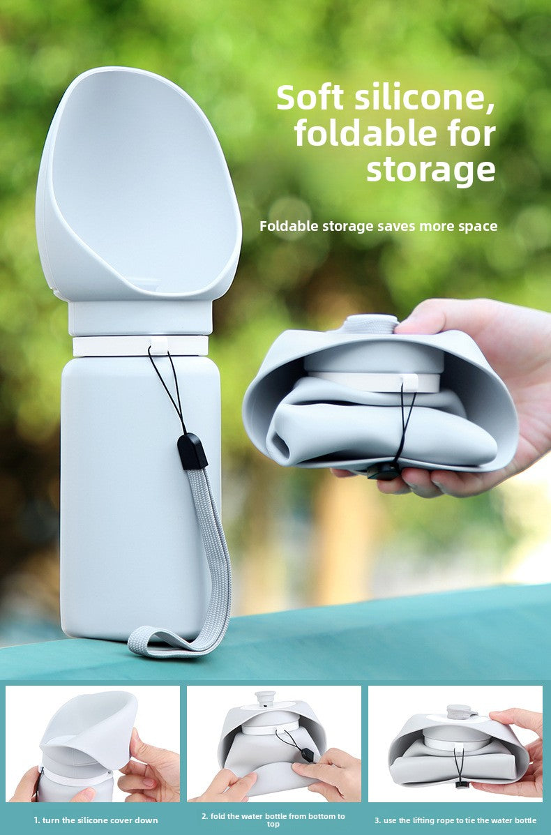 Foldable Silicone Dog Water Bottle - Leak-Proof Portable Pet Travel Water Dispenser for Outdoor Walks