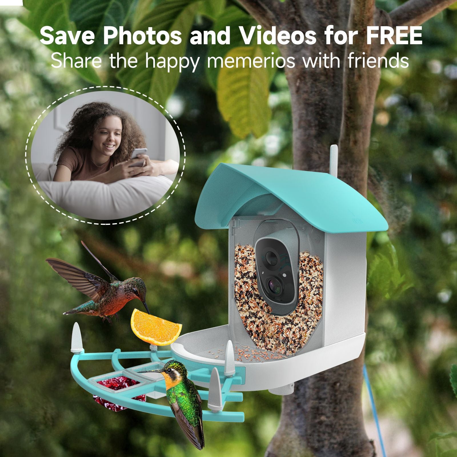 PawPlayHub Solar Smart Bird Feeder Camera AI Bird Recognition Waterproof Outdoor Feeder