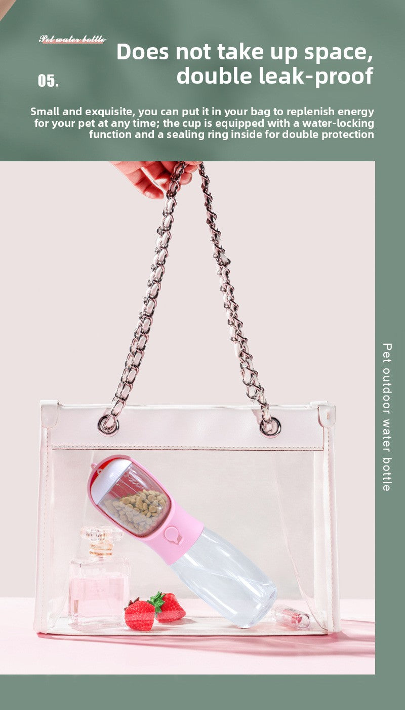 Multifunctional 2-in-1 Pet Travel Water Bottle with Food Storage – Leak-Proof Portable Drinking & Feeding Cup for Dogs & Cats