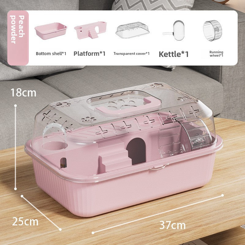 Pawplayhub Transparent Hamster Cage with Removable Lid — Large Clear Small Animal Habitat
