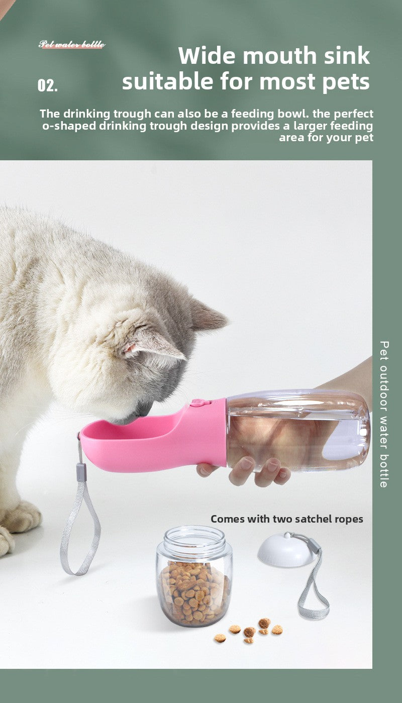 Multifunctional 2-in-1 Pet Travel Water Bottle with Food Storage – Leak-Proof Portable Drinking & Feeding Cup for Dogs & Cats