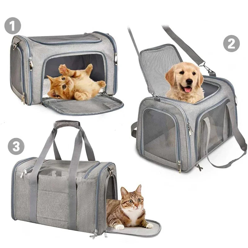 Portable Dog Cat Carrier Bag Soft Side Backpack Pet Carriers Dog Travel Bags Airline Approved Transport  Outgoing Pets Handbag Cat Backpack