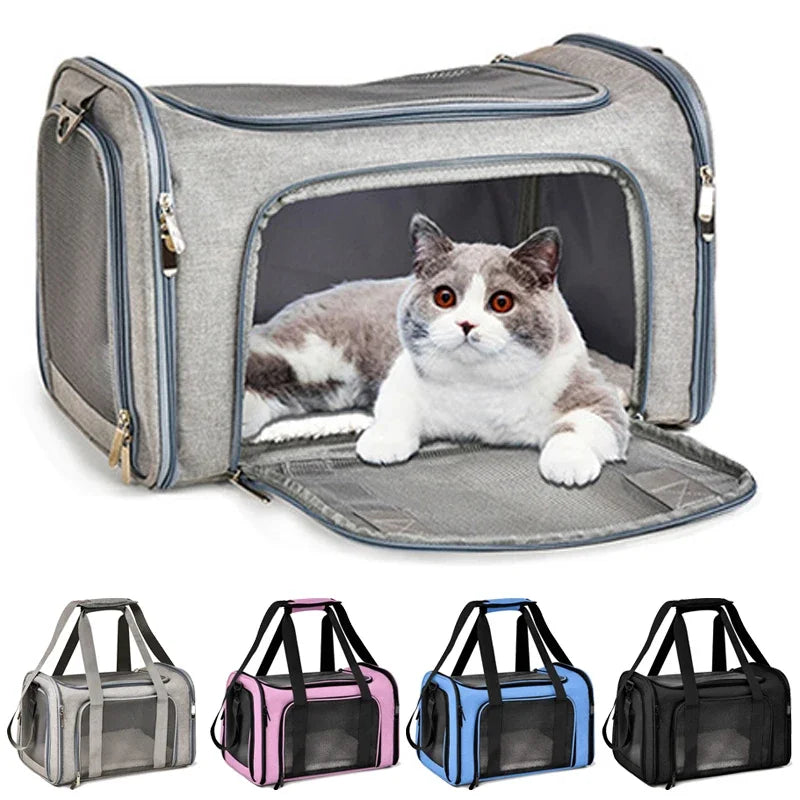 Portable Dog Cat Carrier Bag Soft Side Backpack Pet Carriers Dog Travel Bags Airline Approved Transport  Outgoing Pets Handbag Cat Backpack