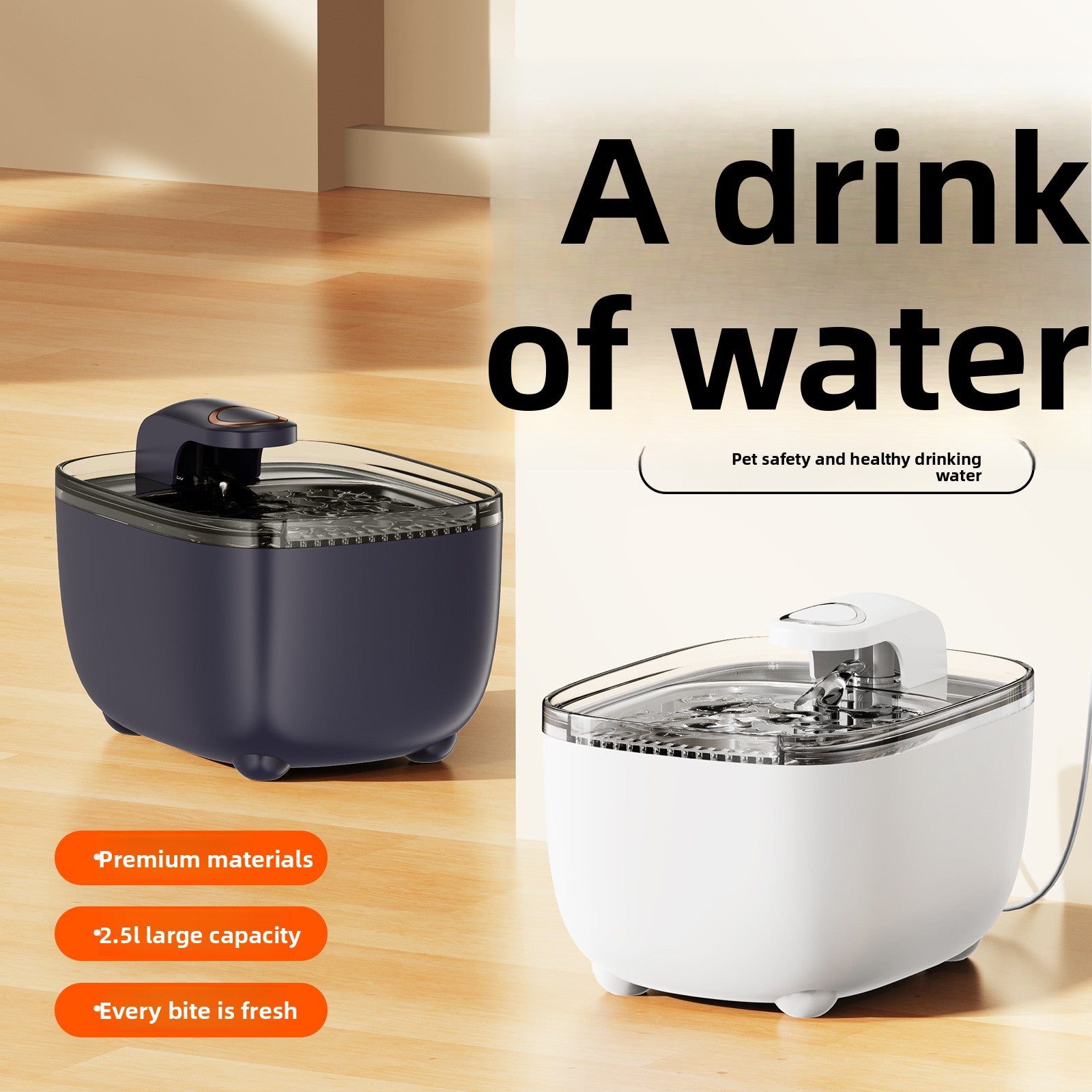2.5L Pet Water Fountain – Automatic Cat & Dog Drinking Fountain with Deep Filtration System