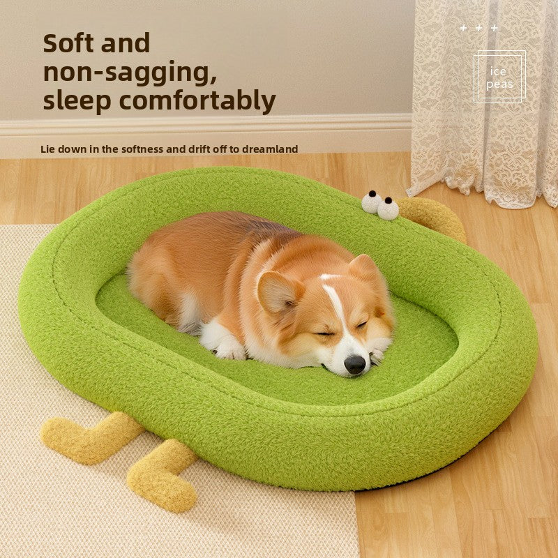 Avocado Pet Bed – Soft Plush Cozy Dog & Cat Nest Bed for Deep Sleep Comfort