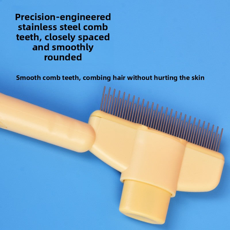 One-Click Self-Cleaning Pet Grooming Brush - Efficient Hair Removal Comb for Cats & Dogs