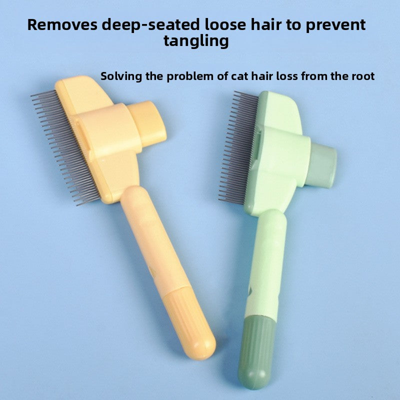 One-Click Self-Cleaning Pet Grooming Brush - Efficient Hair Removal Comb for Cats & Dogs