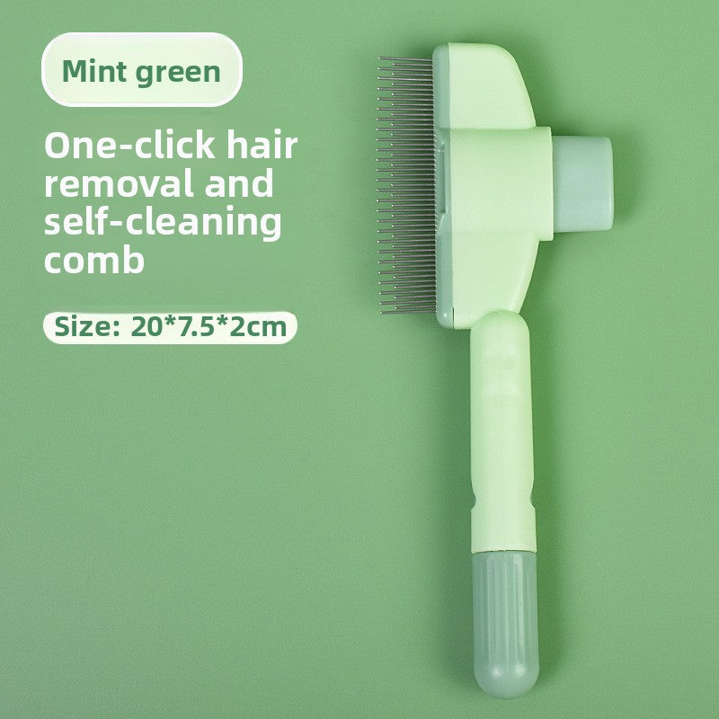 One-Click Self-Cleaning Pet Grooming Brush - Efficient Hair Removal Comb for Cats & Dogs