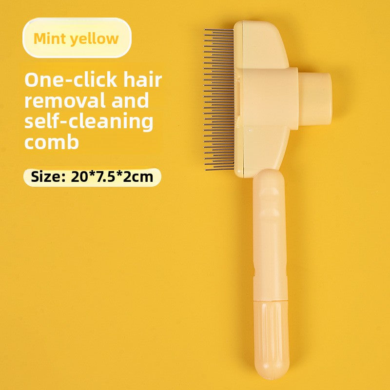 One-Click Self-Cleaning Pet Grooming Brush - Efficient Hair Removal Comb for Cats & Dogs