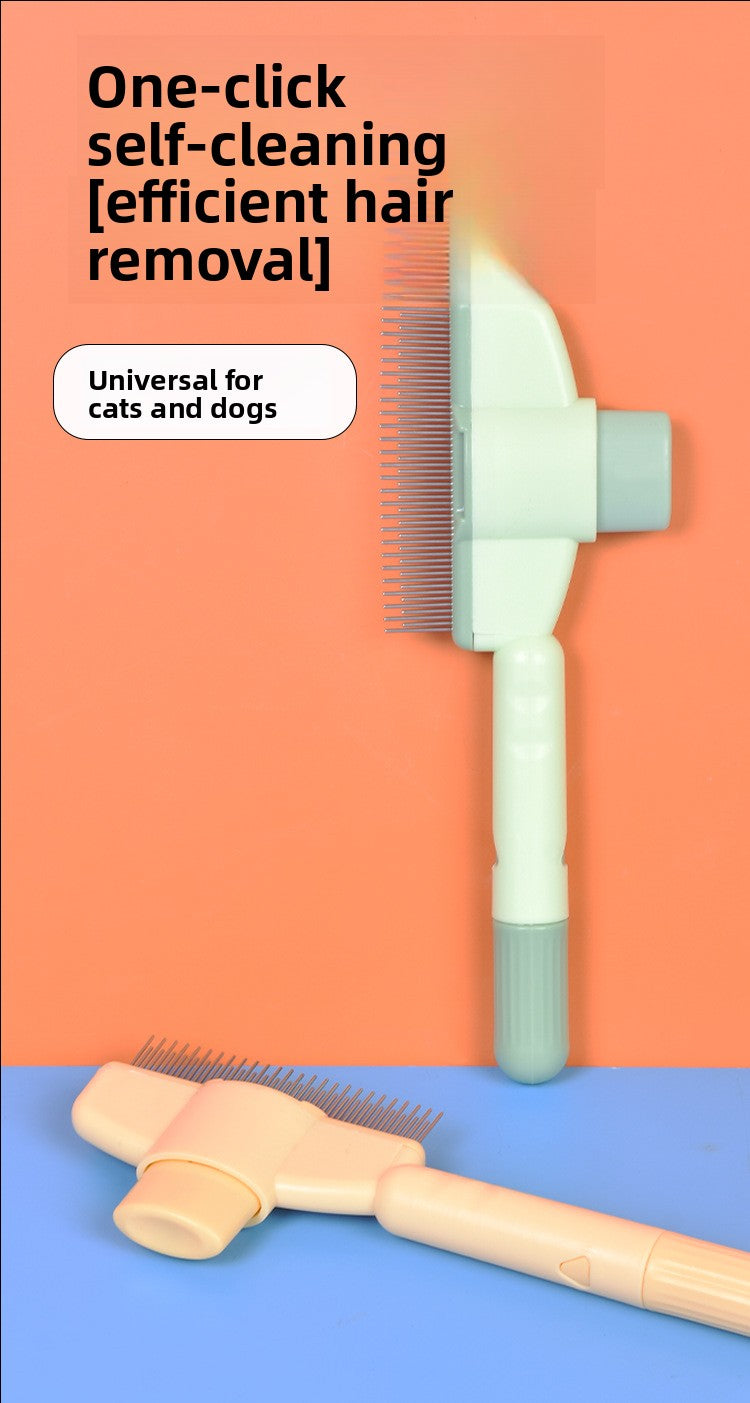 One-Click Self-Cleaning Pet Grooming Brush - Efficient Hair Removal Comb for Cats & Dogs
