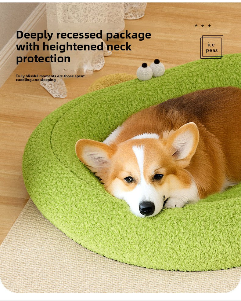 Avocado Pet Bed – Soft Plush Cozy Dog & Cat Nest Bed for Deep Sleep Comfort