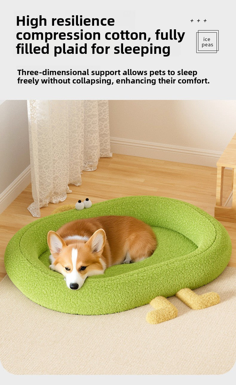 Avocado Pet Bed – Soft Plush Cozy Dog & Cat Nest Bed for Deep Sleep Comfort