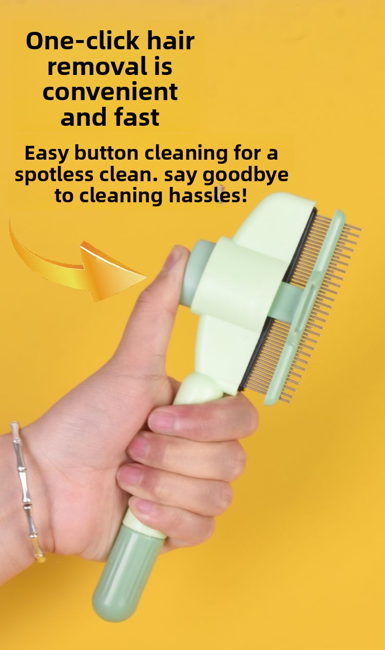 One-Click Self-Cleaning Pet Grooming Brush - Efficient Hair Removal Comb for Cats & Dogs