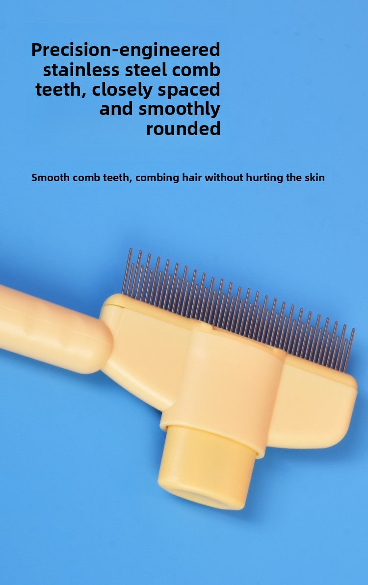 One-Click Self-Cleaning Pet Grooming Brush - Efficient Hair Removal Comb for Cats & Dogs