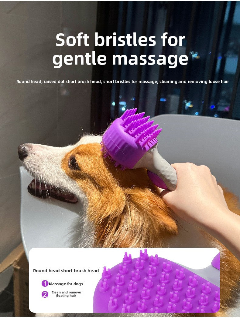 2-in-1 Pet Bath Brush with Shampoo Dispenser – Soft Silicone Dog & Cat Grooming Massage Brush
