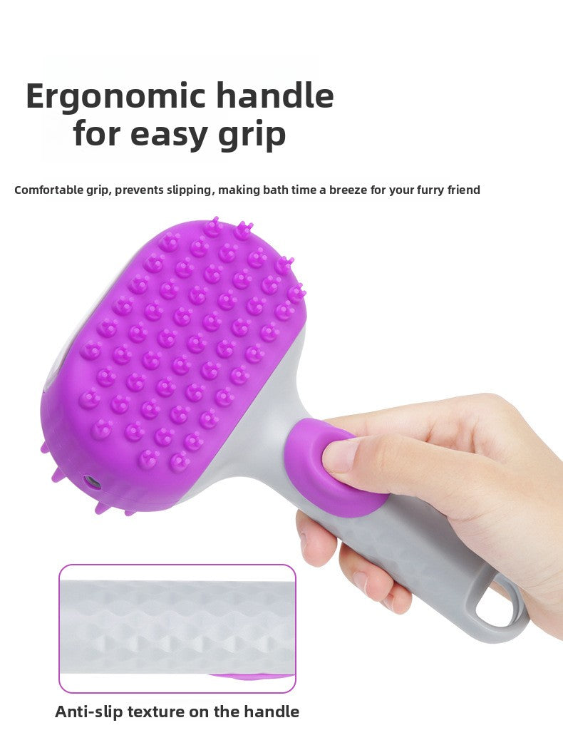 2-in-1 Pet Bath Brush with Shampoo Dispenser – Soft Silicone Dog & Cat Grooming Massage Brush