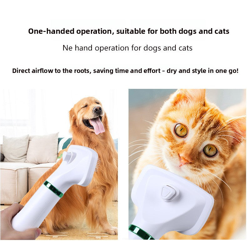 2-in-1 Pet Hair Dryer & Grooming Comb – Fast Drying Low Noise Dog & Cat Blow Dryer Brush