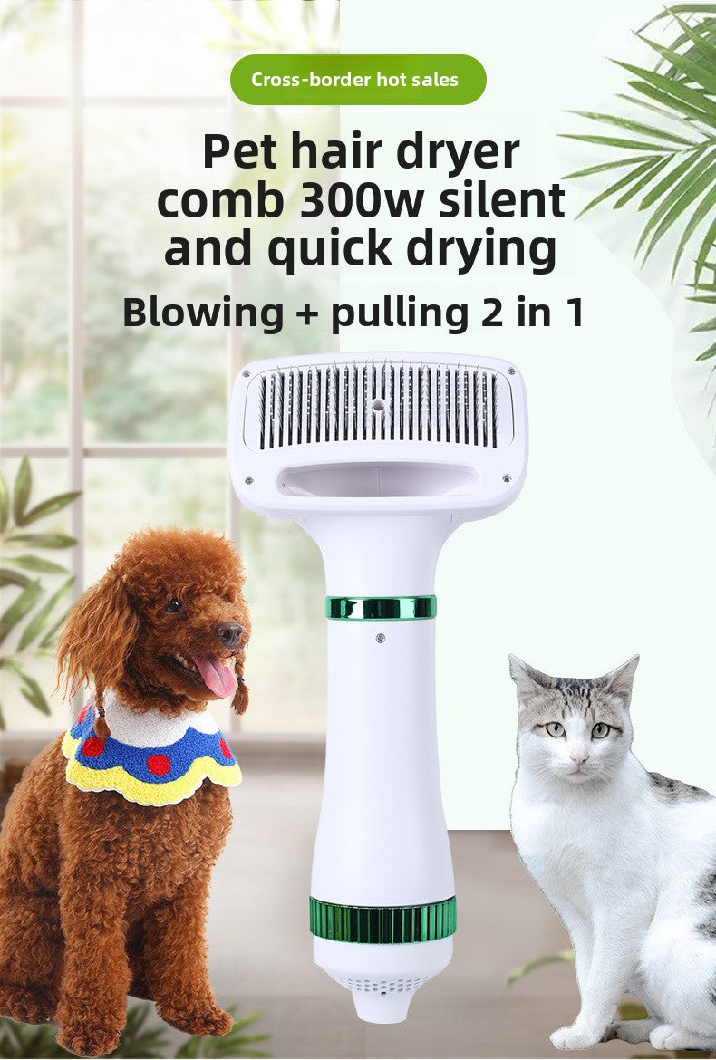 2-in-1 Pet Hair Dryer & Grooming Comb – Fast Drying Low Noise Dog & Cat Blow Dryer Brush
